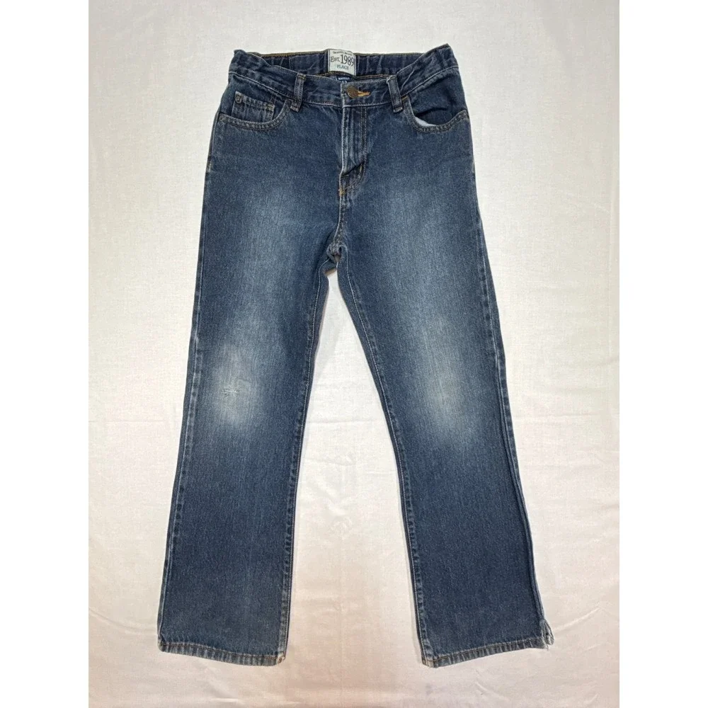 The Children's Place Boys Bootcut Jeans Blue Denim Size 12 Adjustable Waist